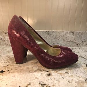 Seychelles Password Metallic Print Burgundy Pumps